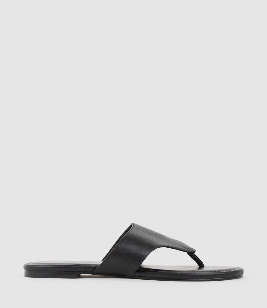 TIA Flat Thong Slide in Black - Edward Meller