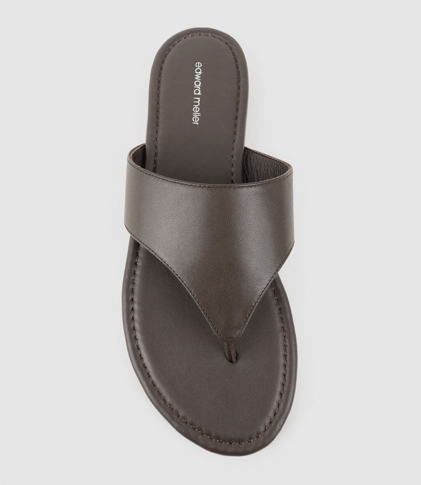 TIA Flat Thong Slide in Chocolate - Edward Meller