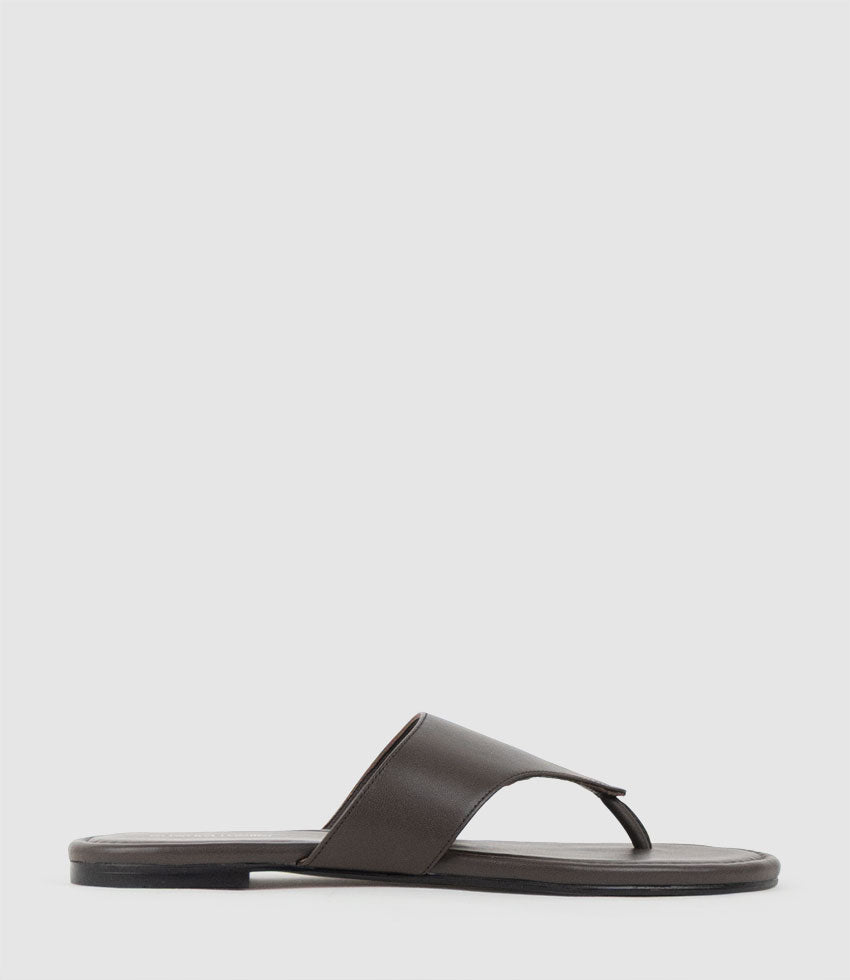 TIA Flat Thong Slide in Chocolate - Edward Meller