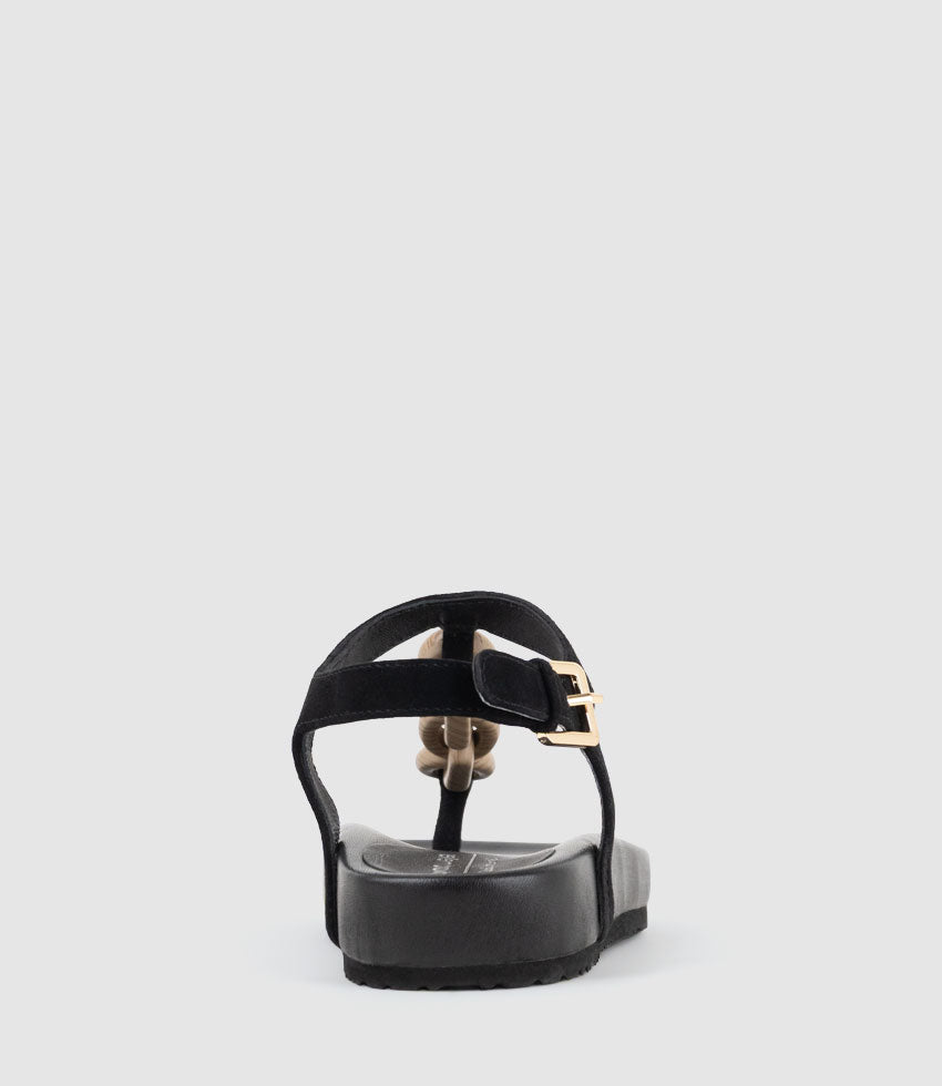 TULIA T-Bar Thong with Ornament in Black - Edward Meller