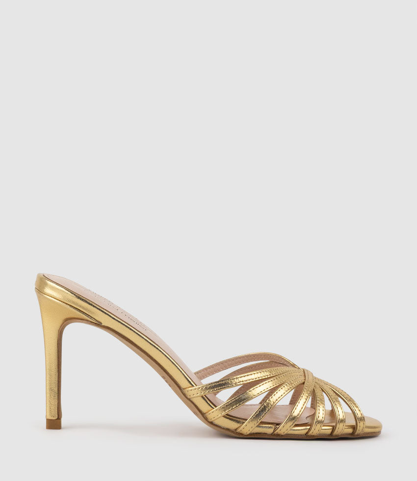 VANYA85 Strappy Slide in Aged Gold - Edward Meller