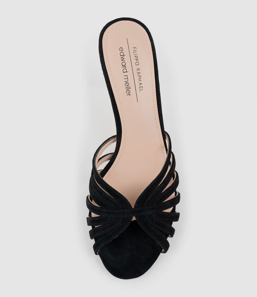 VANYA85 Strappy Slide in Black Suede - Edward Meller