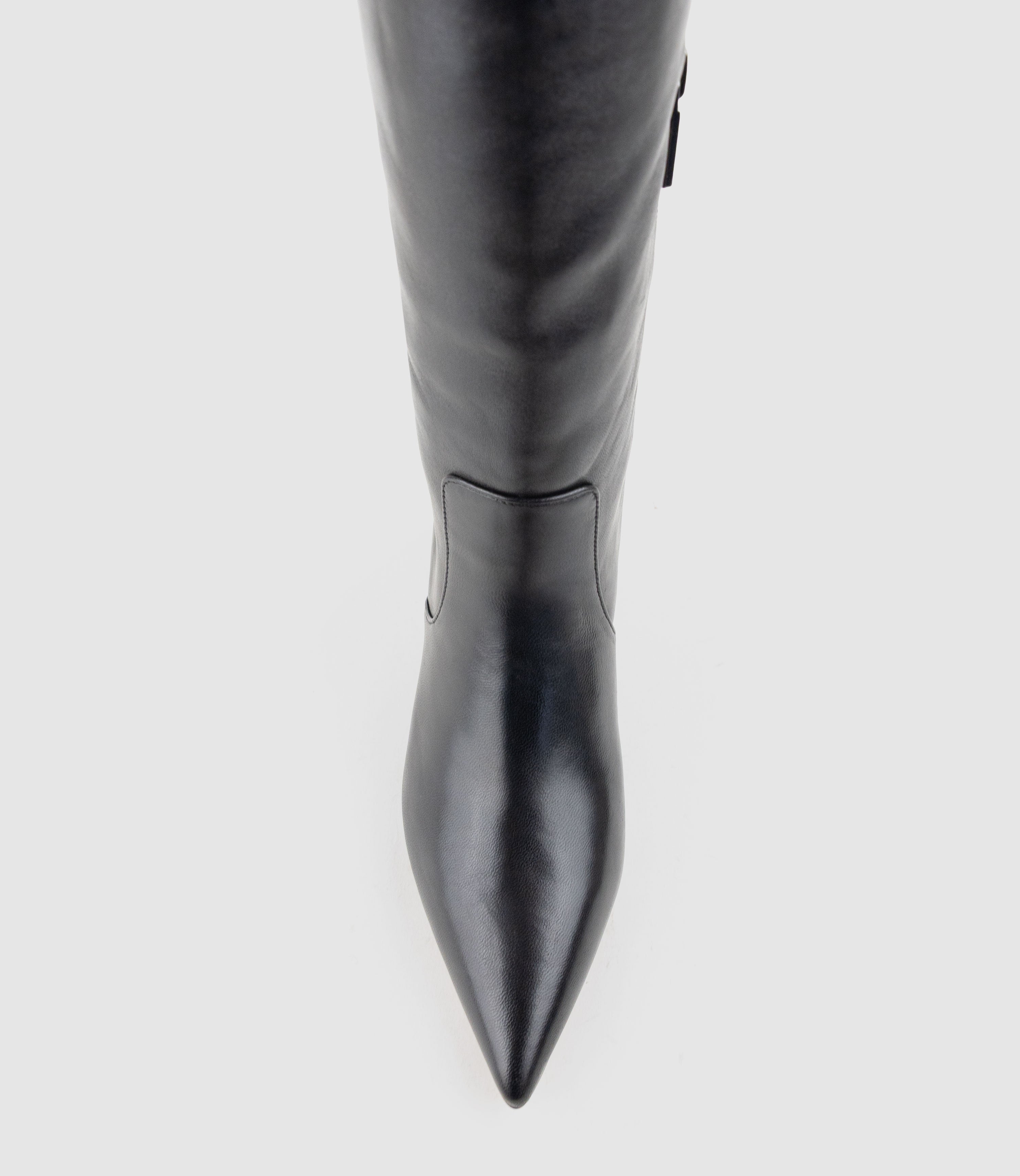 VELMA60 Pointed Knee High Boot in Black - Edward Meller