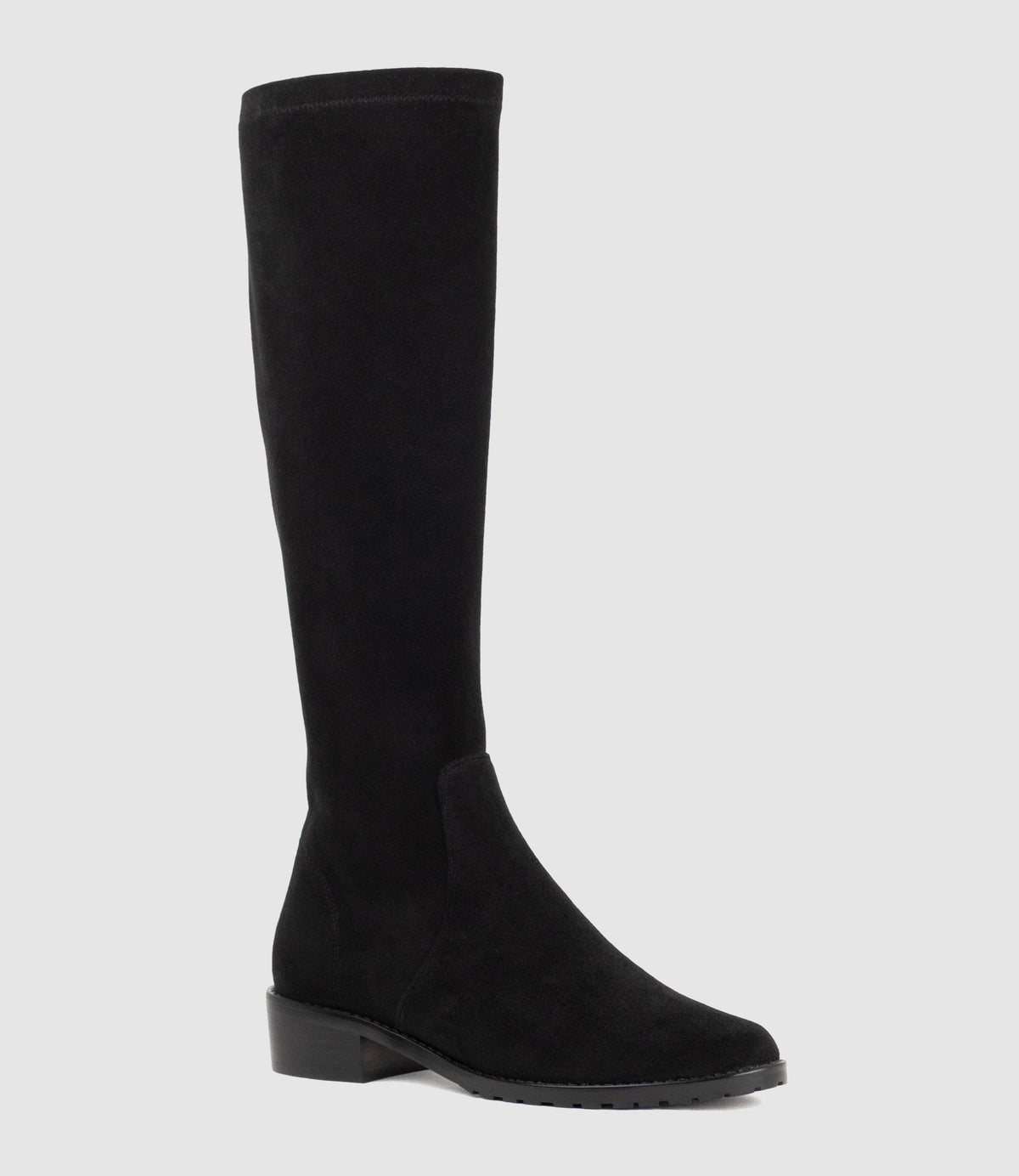 VIM30 Knee High Stretch Boot in Black Suede