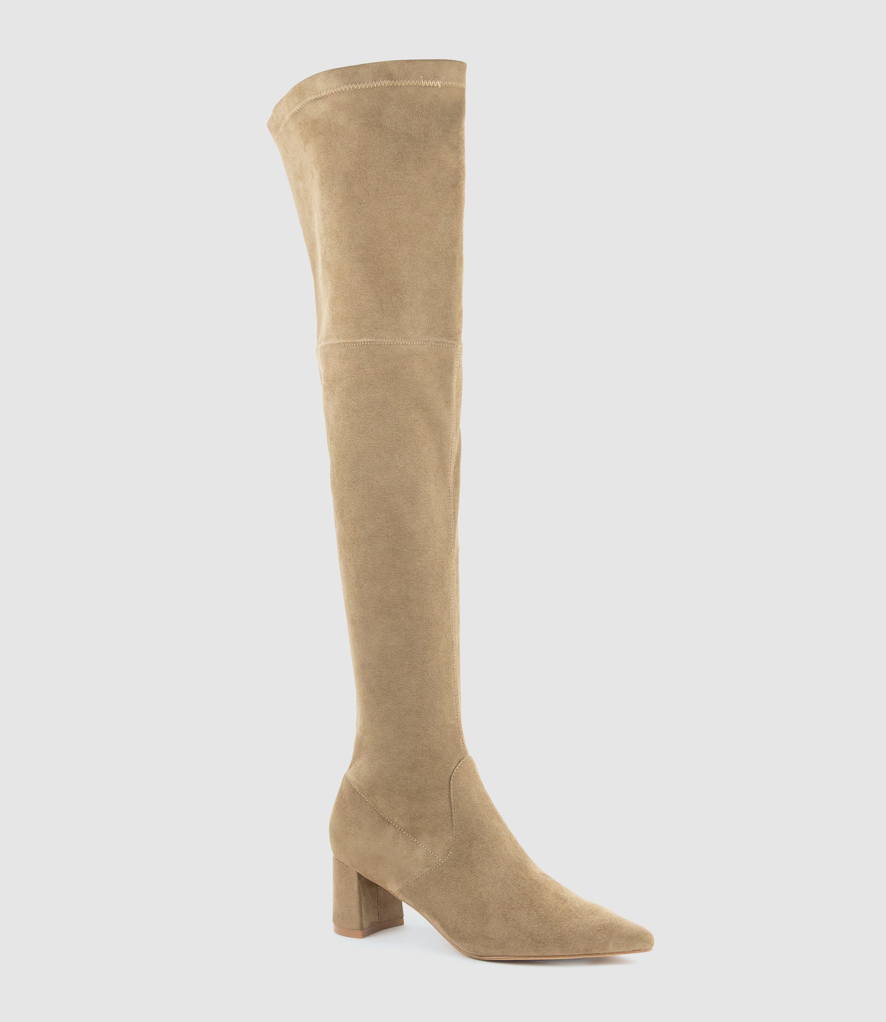 VIOLA55 OTK Stretch Boot in Fawn Suede - Edward Meller