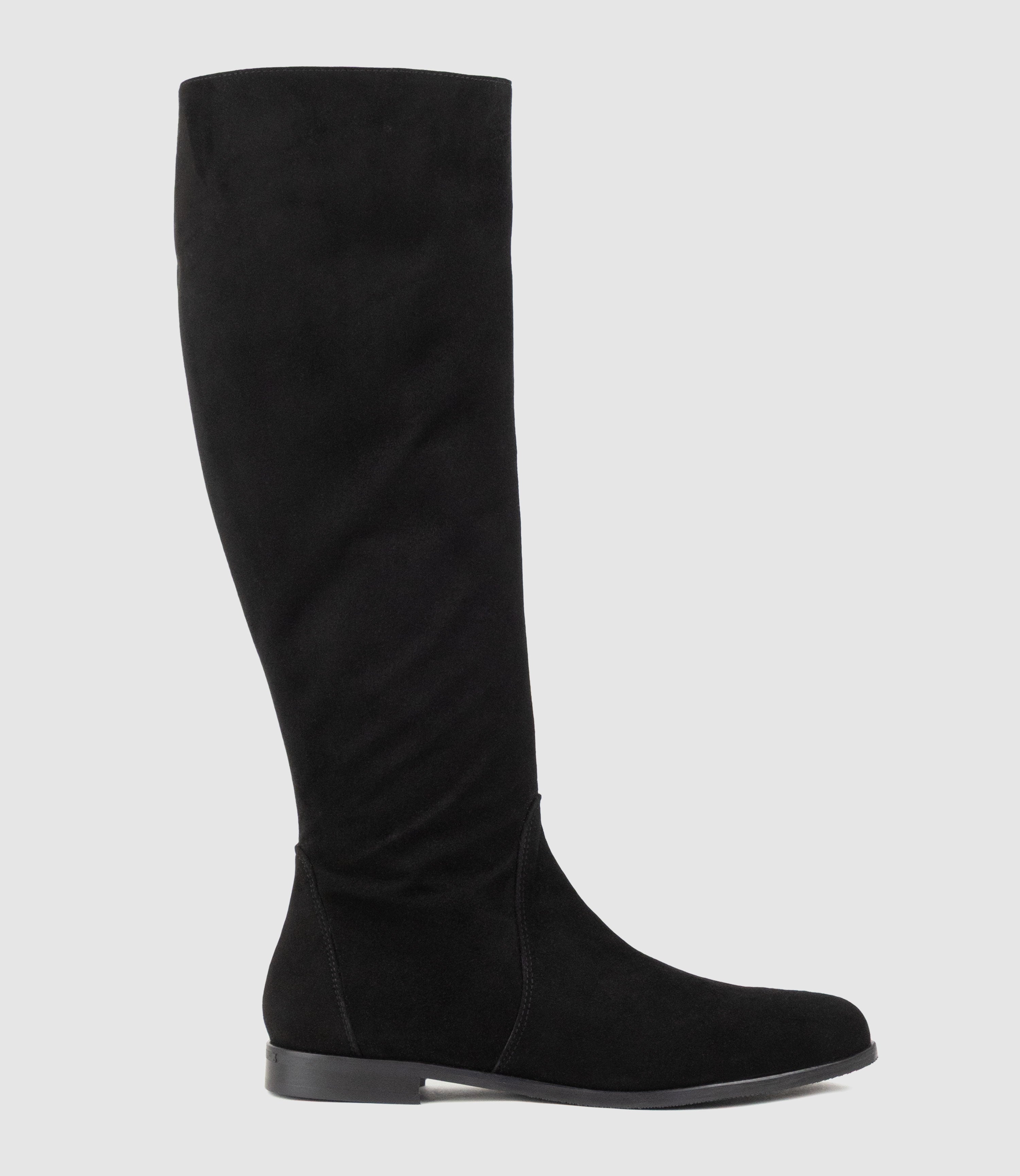 VISTERE Relaxed Knee High Boot in Black Suede - Edward Meller