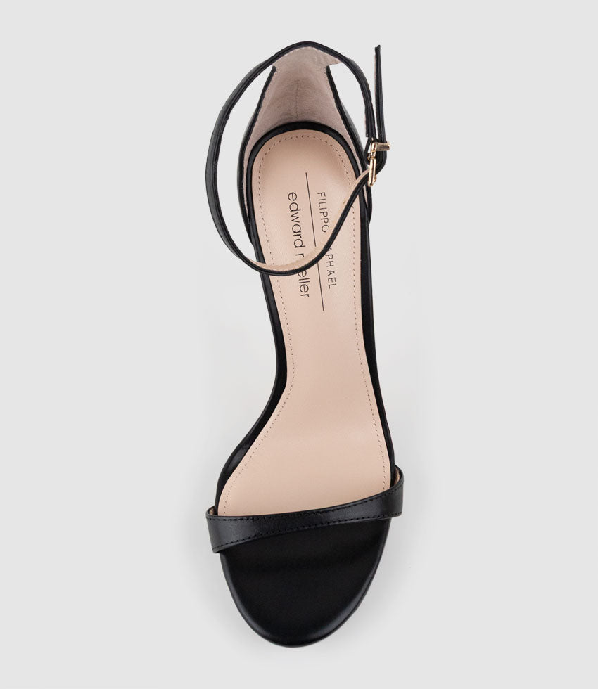 WALLIS110 Fine Strap Sandal in Black Calf - Edward Meller