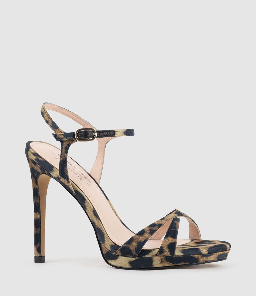 WALTZ110 Crossover Platform Sandal in Animal Silk - Edward Meller