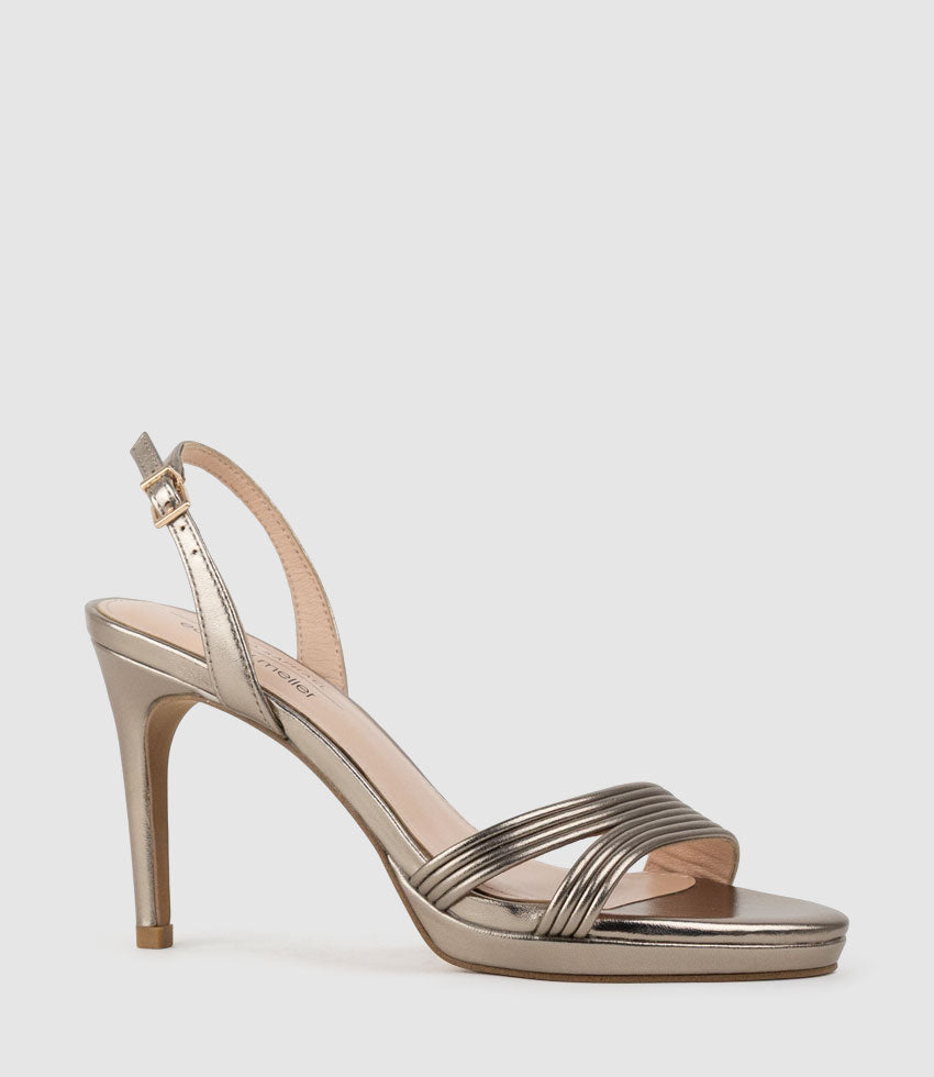 WENDEZ90 Tubed Strapless Platform Sandal in Pewter - Edward Meller