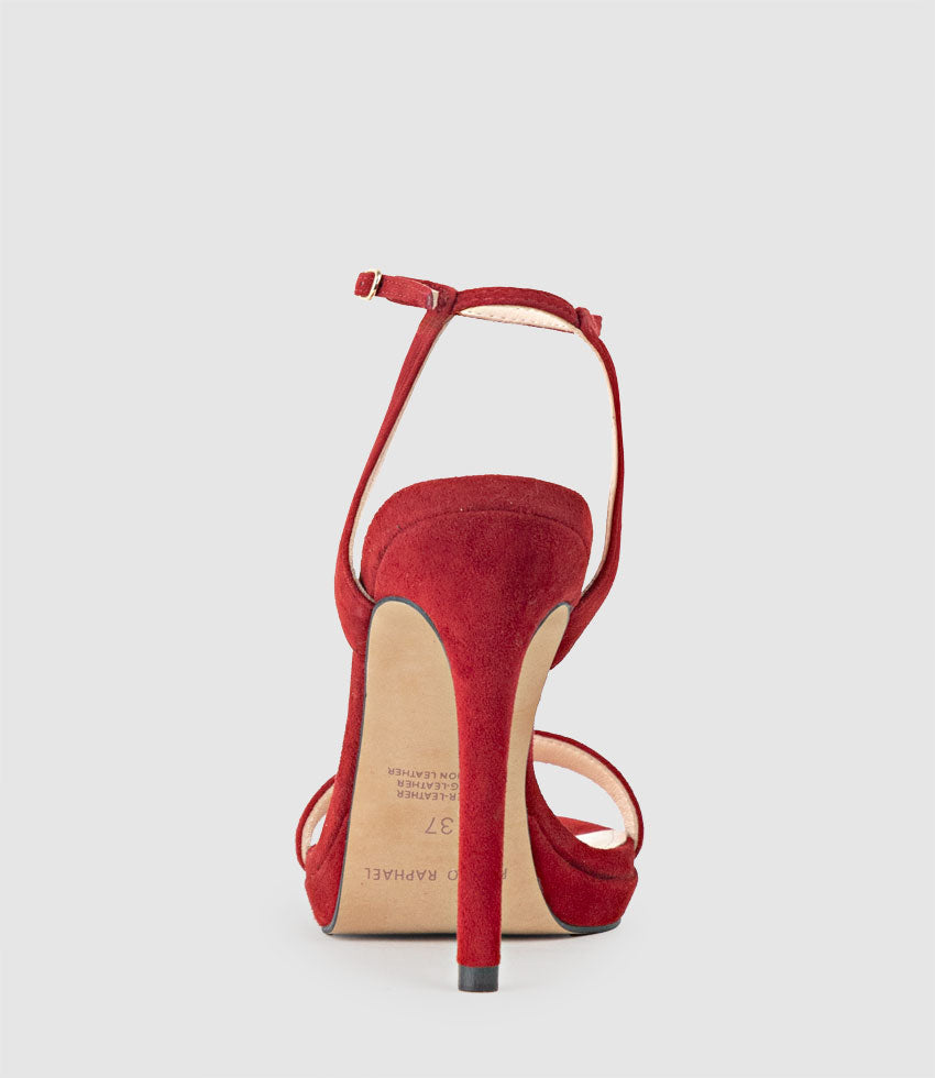 WHISPER110 Single Strap Platform Sandal in Cherry Suede - Edward Meller