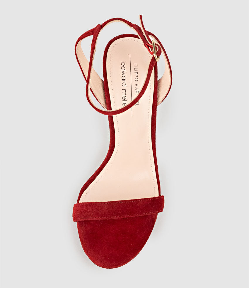 WHISPER110 Single Strap Platform Sandal in Cherry Suede - Edward Meller