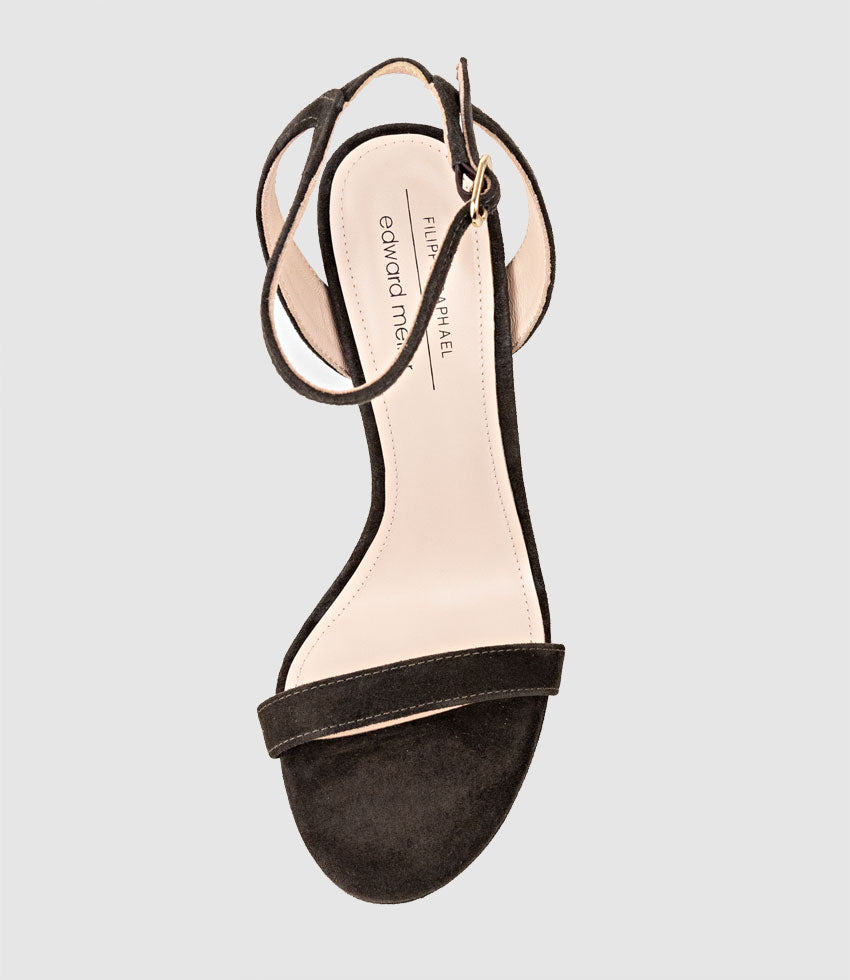 WHISPER110 Single Strap Platform Sandal in Chocolate Suede - Edward Meller