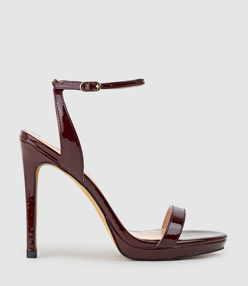 WHISPER110 Single Strap Platform Sandal in Wine Patent - Edward Meller