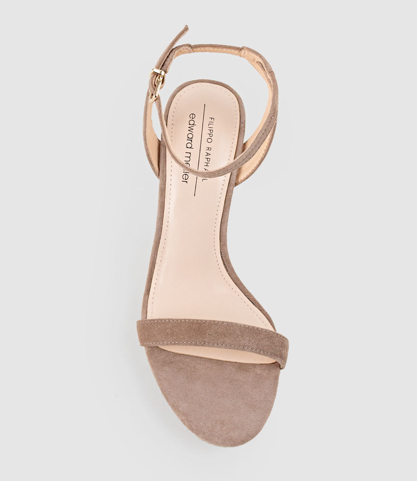 WHISPER90 Single Strap Platform Sandal in Nude Suede - Edward Meller