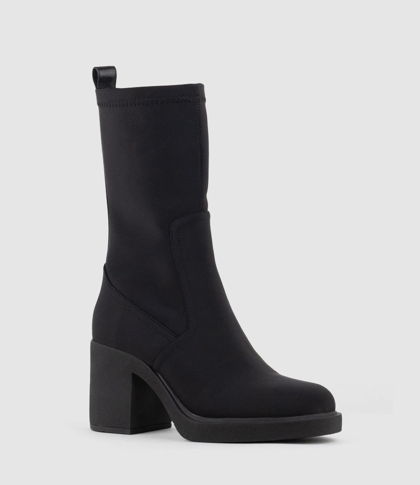 WHITFORD85 Stretch Ankle Boot on Unit in Black Fabric - Edward Meller