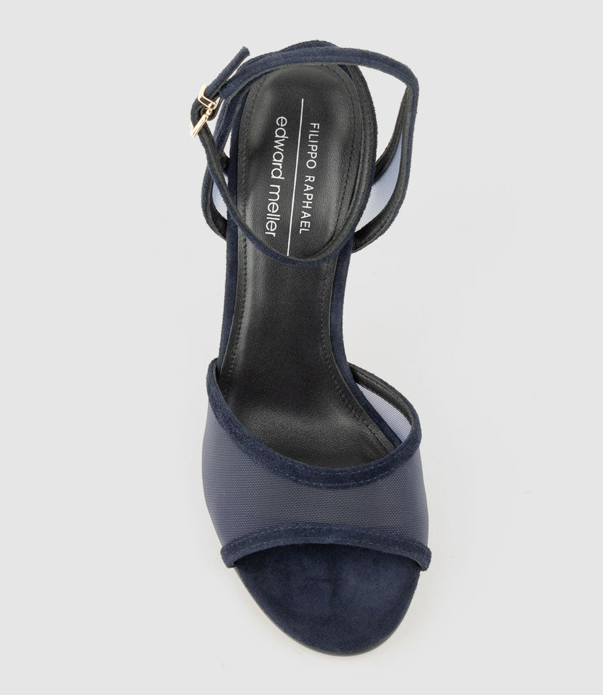 WISH100 Mesh Sandal in Navy Suede