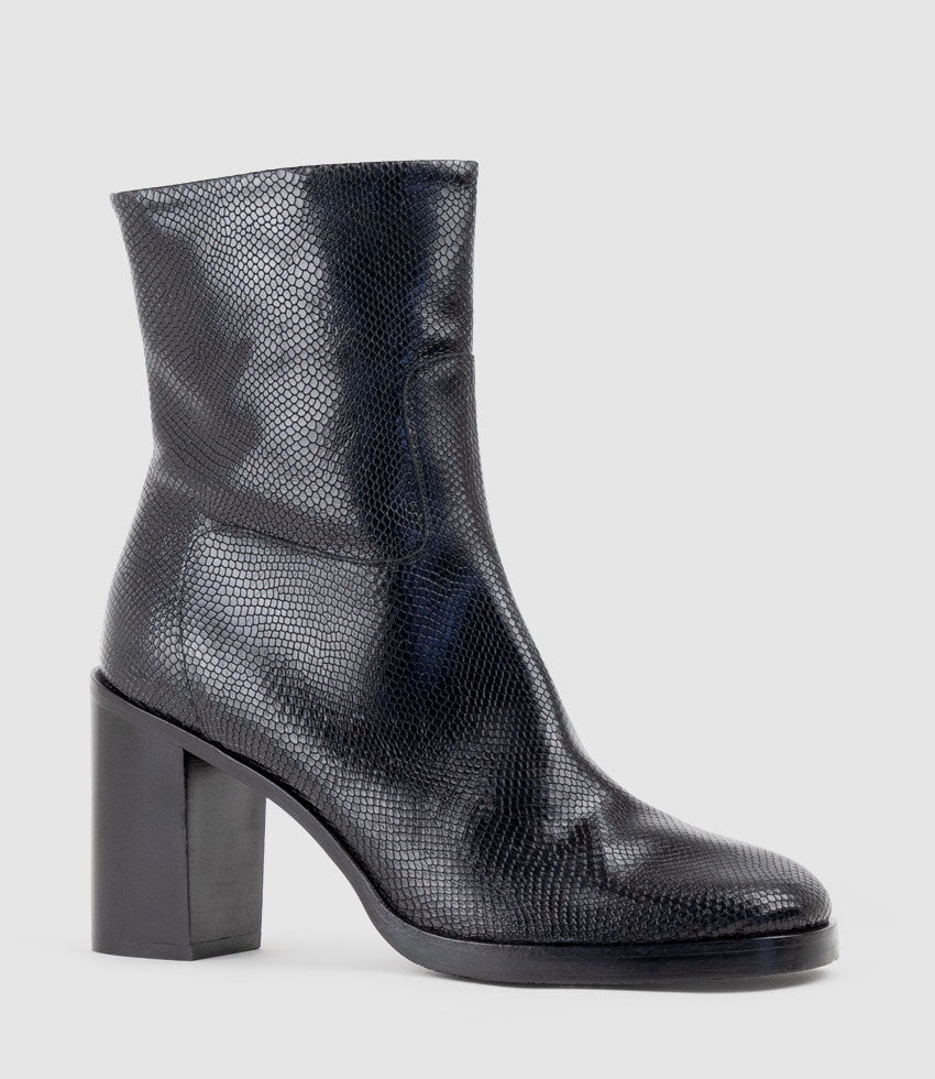 XINA90 Ankle Boot in Black Reptile