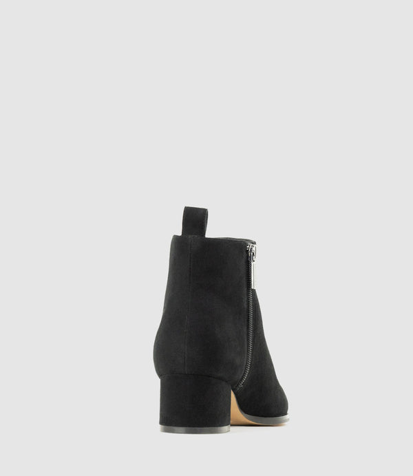 ZENIA45 Ankle Boot with Gusset in Black Suede - Edward Meller