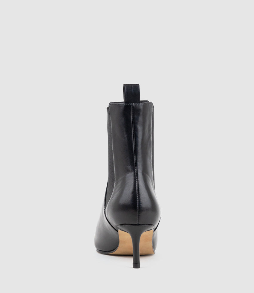 ZIRIA55 Pointed Boot with Gusset in Black Calf - Edward Meller
