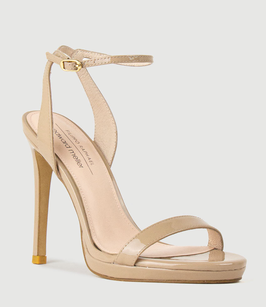 WHISPER110 Single Strap Platform Sandal in Nude Patent - Edward Meller