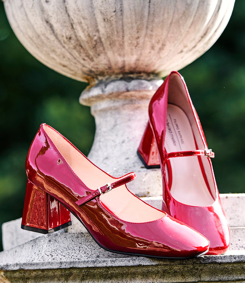 Mid Heel Pumps - CELINA65 Mary Jane Pump in Ruby Patent