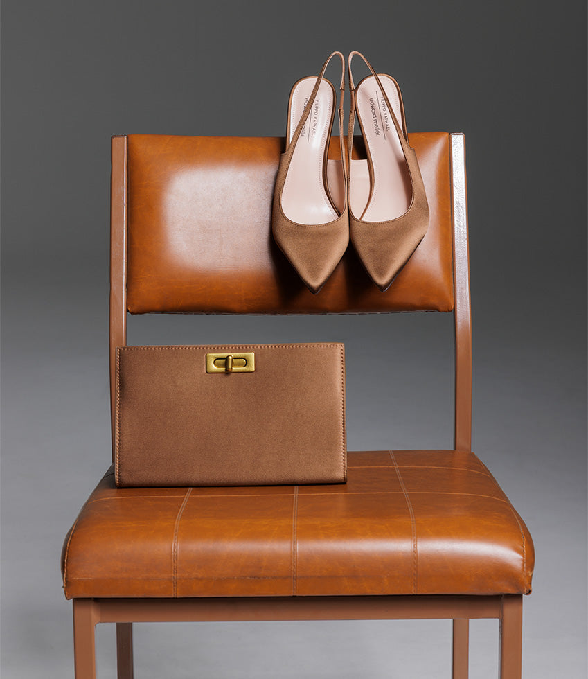 ANDREA100 Stiletto Slingback Pump in Bronze Silk - Edward Meller