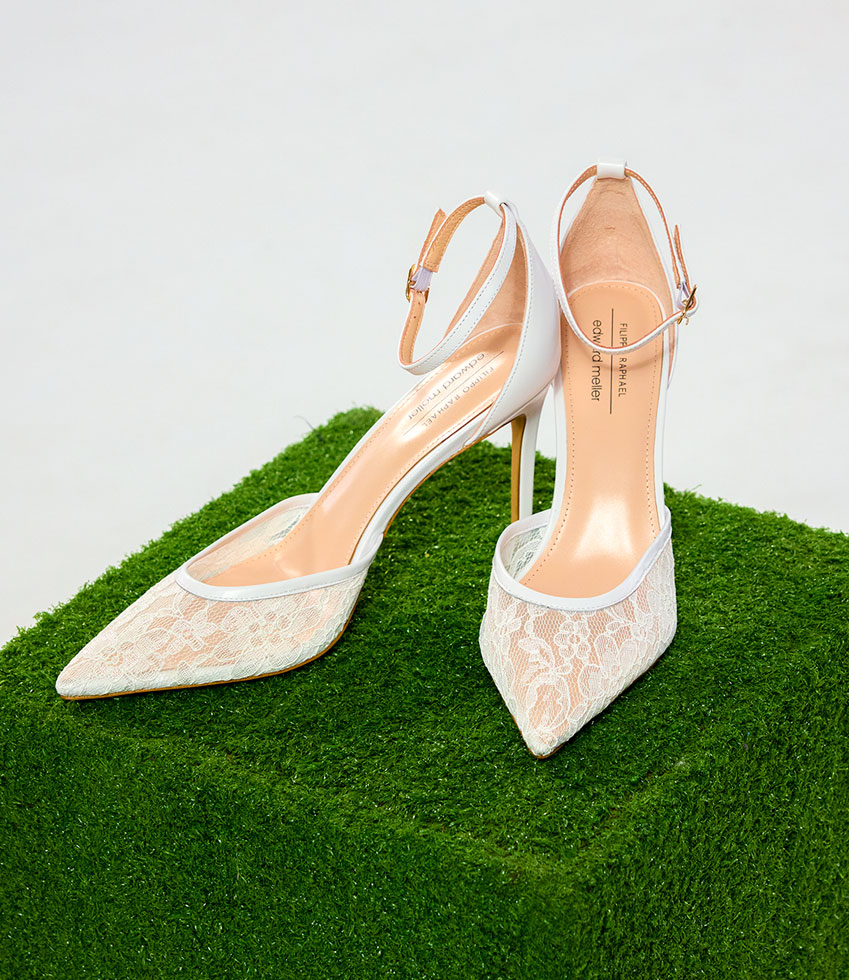 ALICE100 Stiletto Lace Pump in White