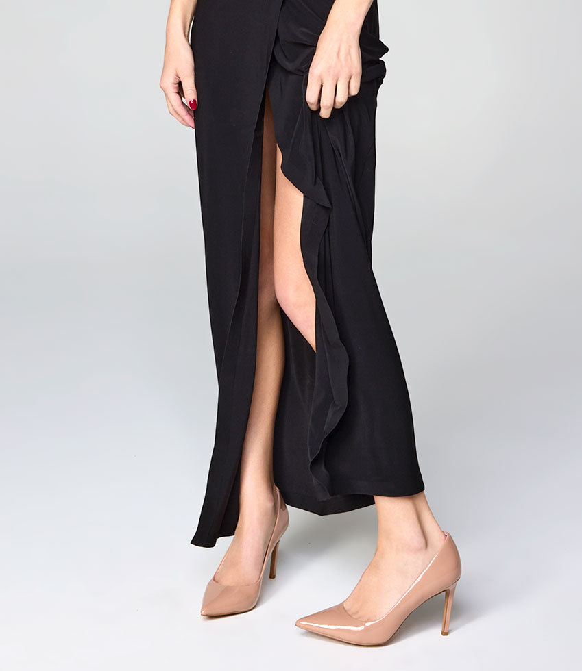 ALLEGRA100 Pointed Stiletto Pump in Nude Patent - Edward Meller