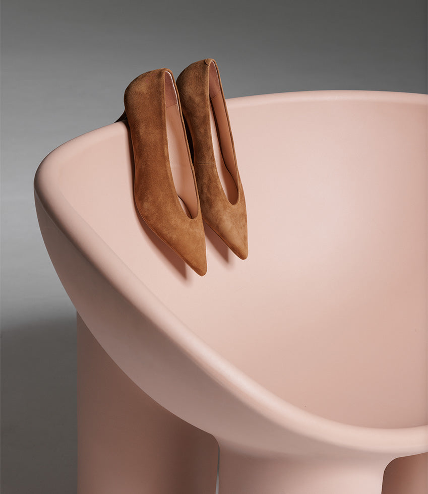 CORA60 Choked Pointed Pump in Tan Suede - Edward Meller