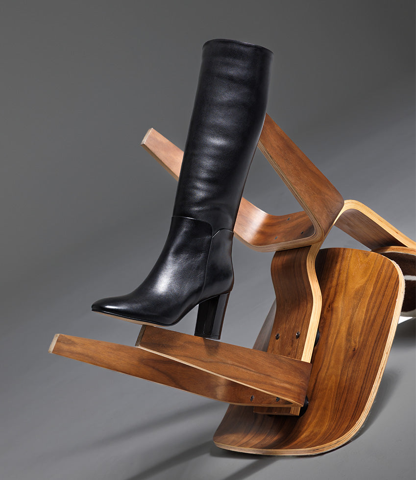 VANDIA85 Block Heel Knee High Boot in Black - Edward Meller