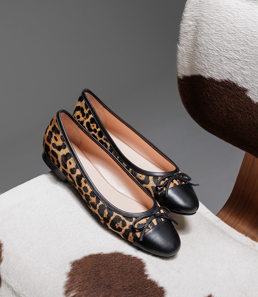 EASTON Cap Toe Ballet in Leopard Calf Hair - Edward Meller