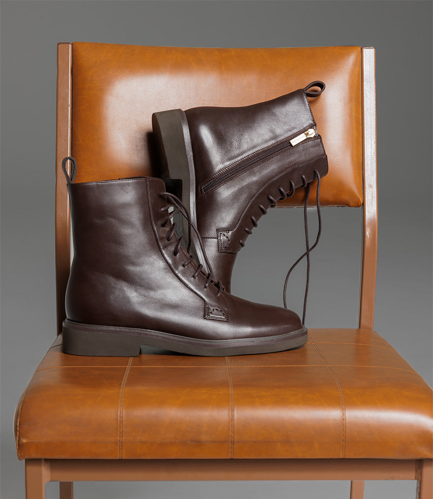 UMPIRE Lace Up Ankle Boot in Chocolate Calf - Edward Meller