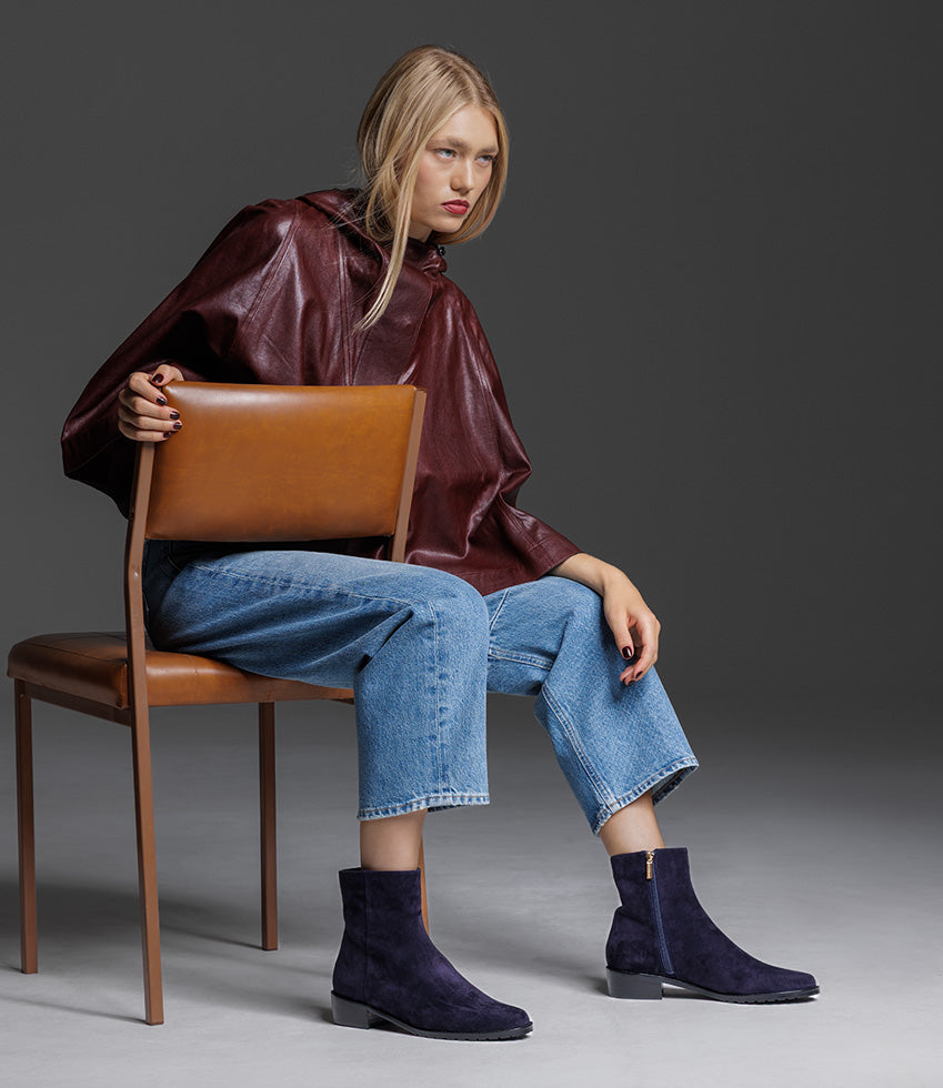 WARREN30 Ankle Boot in Navy Suede - Edward Meller