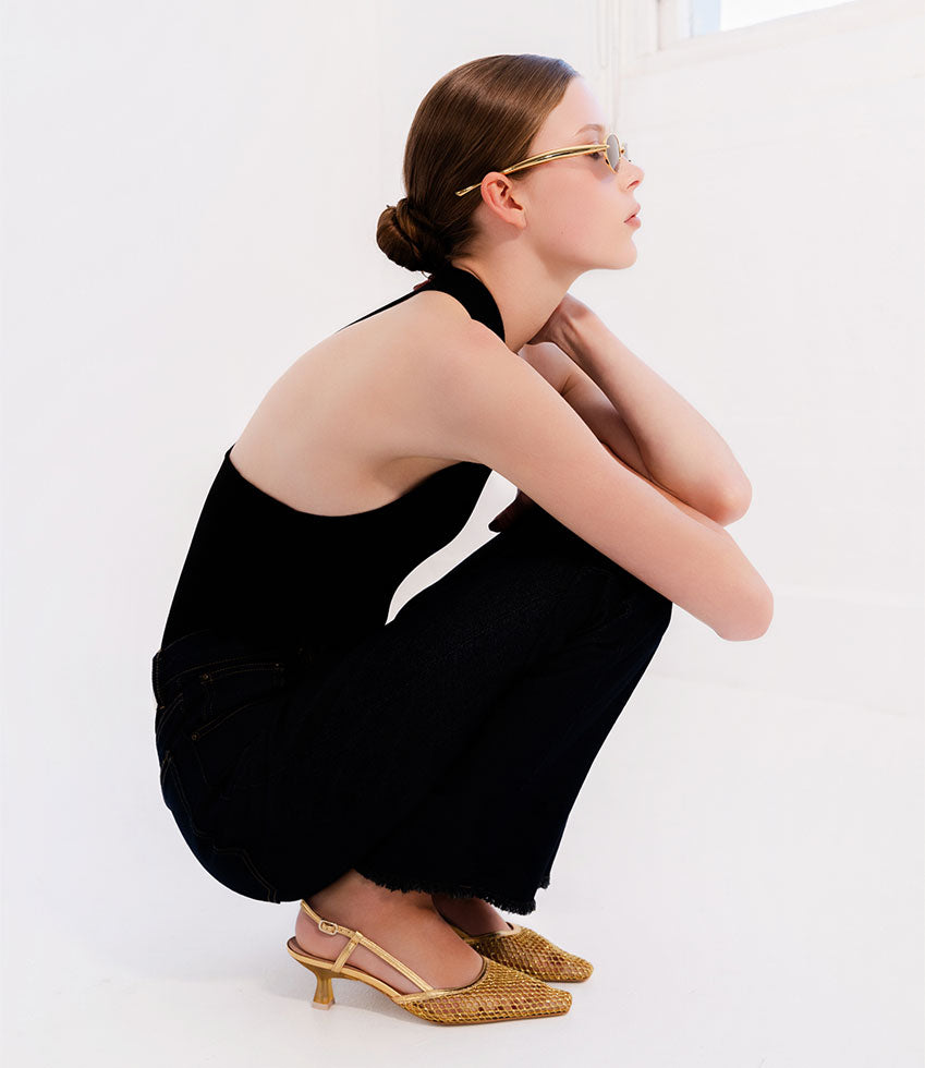 DALLAS60 Mesh Slingback Pump in Gold - Edward Meller