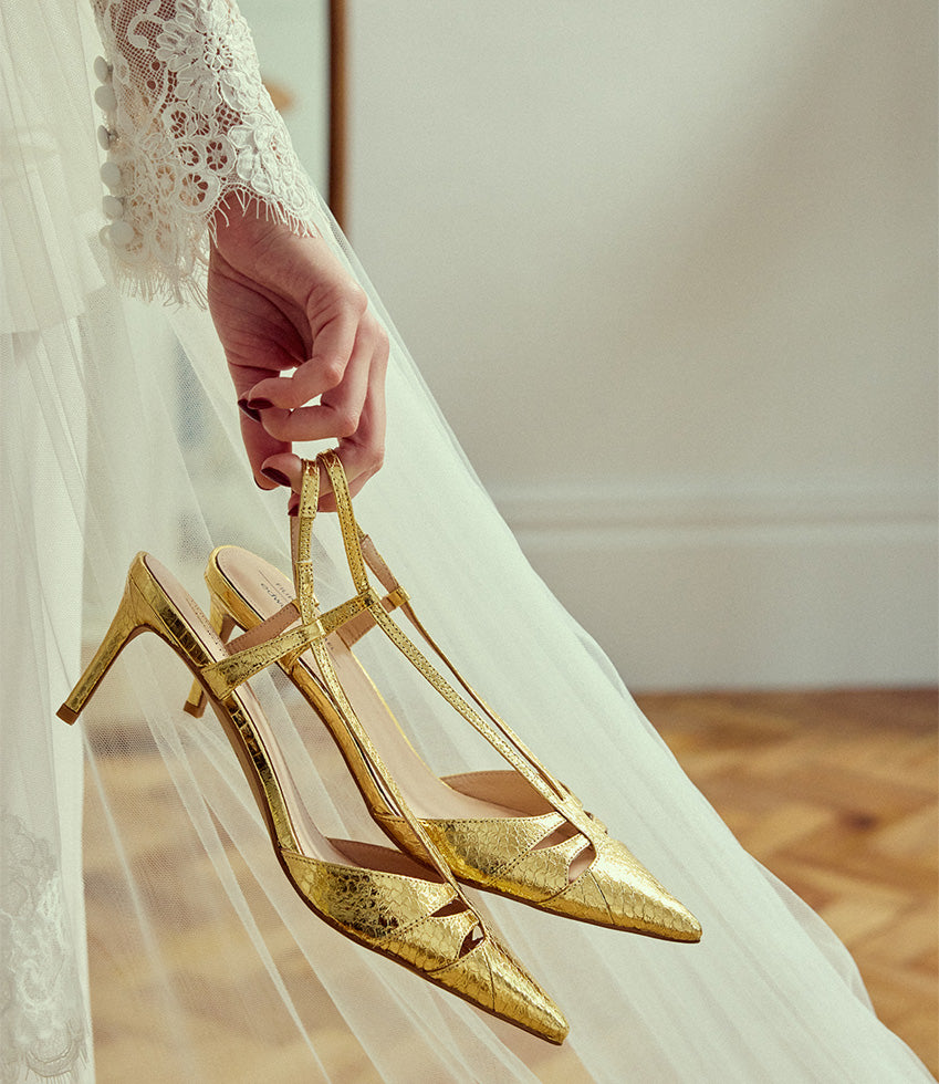 DELLE70 Posted Slingback in Gold Snake - Edward Meller