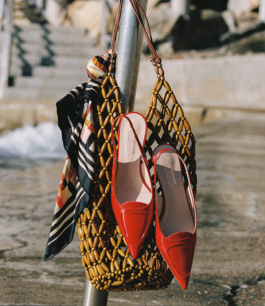DEMILLA40 Pointed Loafer Slingback in Cherry Patent