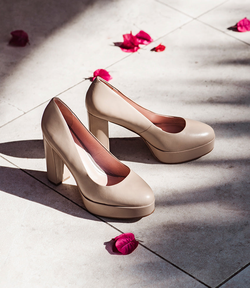 CHILLI110 Platform Pump in Nude Baby Calf - Edward Meller