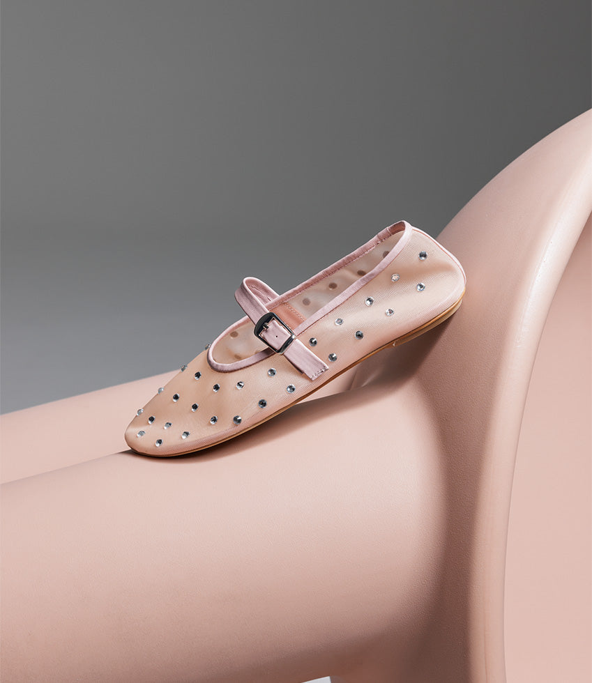 ELMIRA Mesh Ballet with Crystals in Nude