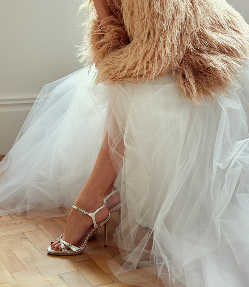 WALTZ110 Crossover Platform Sandal in Silver Snake - Edward Meller