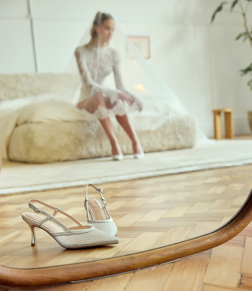 DELILAH75 Mesh Slingback Pump in Silver - Edward Meller