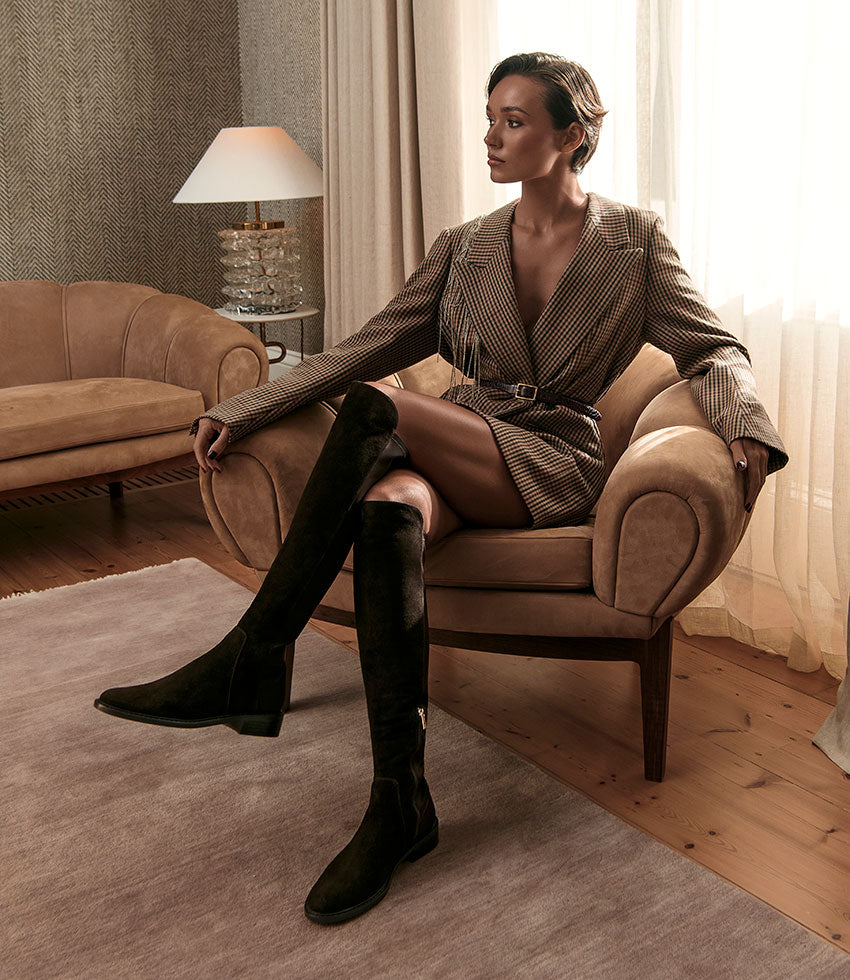 VELVET30 OTK Boot in Chocolate Suede - Edward Meller