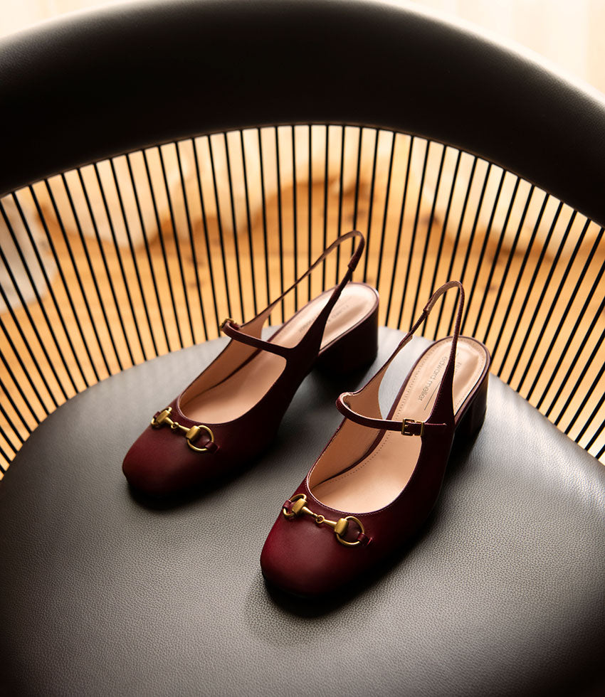 DESIRE45 Mary Jane Slingback Pump in Claret Calf - Edward Meller