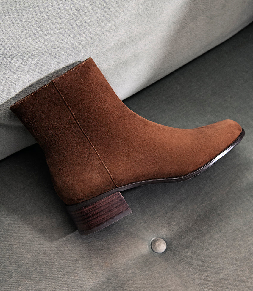 WESTON40 Ankle Boot with Zip in Brown Suede