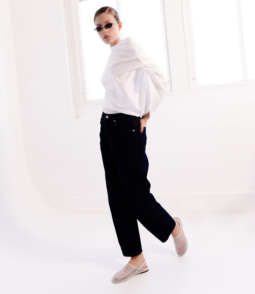 FERAH Mesh Flat with Back Strap in White - Edward Meller