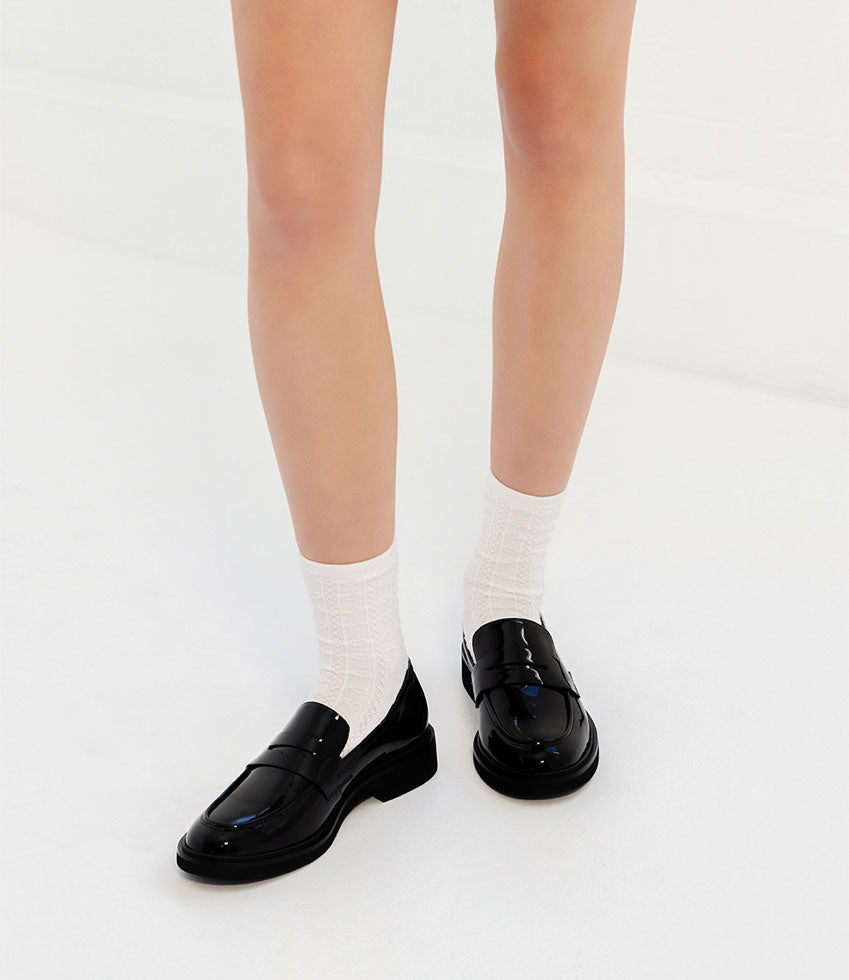 GALIA Loafer with Keeper in Black Patent