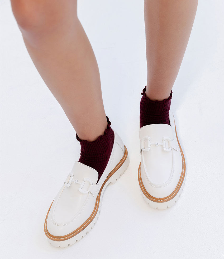 GIDEON Moccasin on Chunky Sole in Offwhite