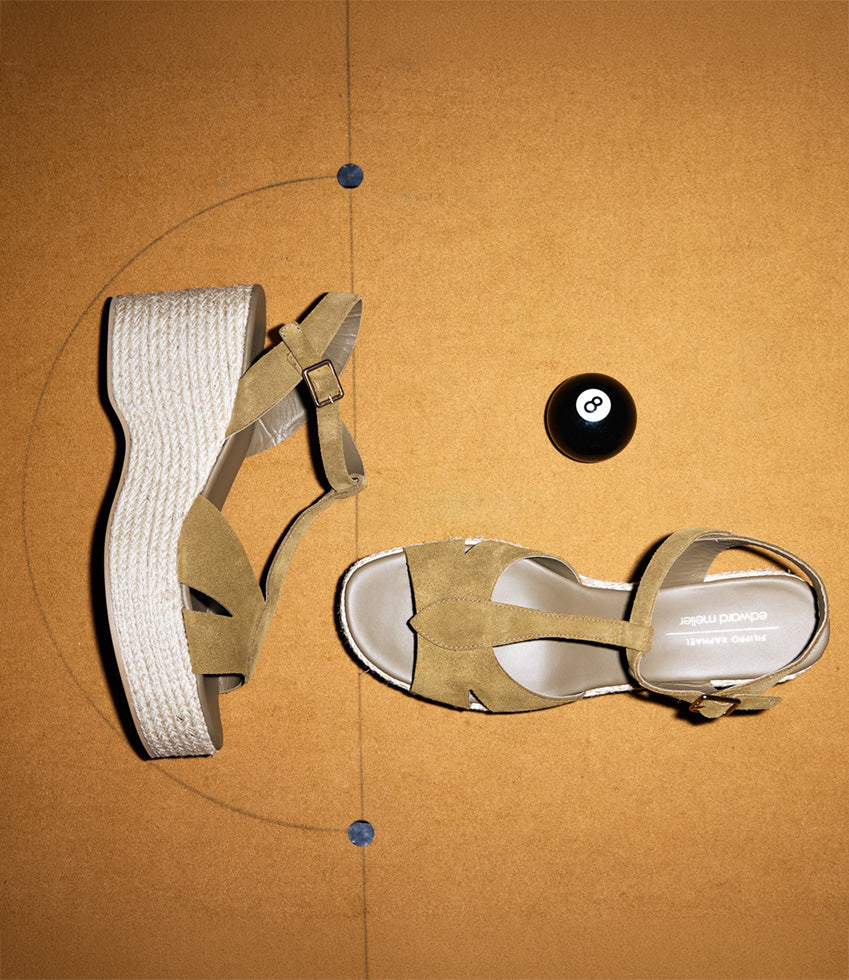 MADERA T-Bar Espadrille in Military Suede - Edward Meller