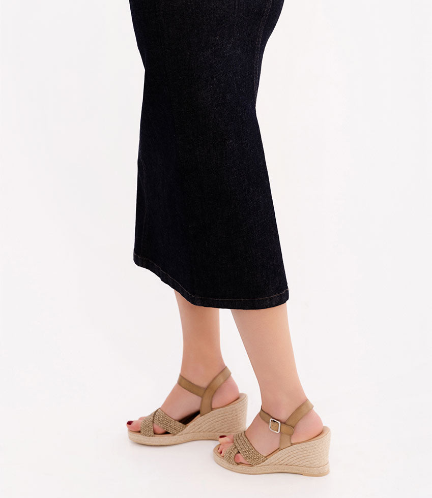 MERRYL Crossover Sandal Espadrille in Khaki - Edward Meller