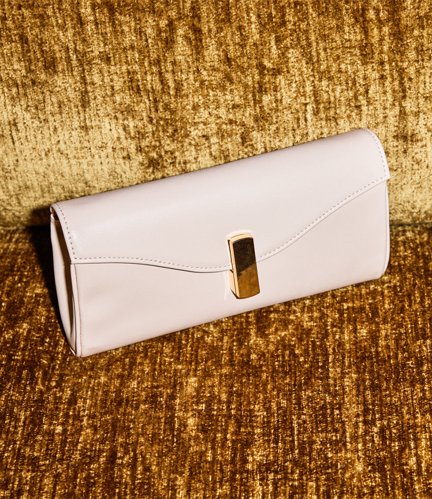 NAIA Foldover Clutch in Shell