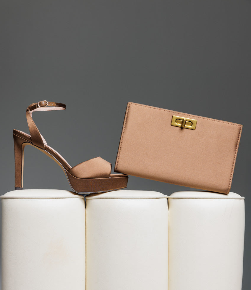 NAYLA Bag with Twist Hardware in Bronze Silk - Edward Meller